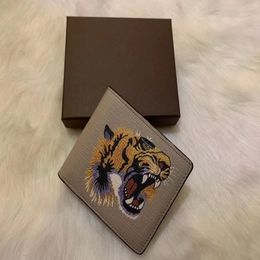 6 Colours High quality men animal Short Wallet Leather black snake Tiger bee Wallets Women Style Purse Wallet card Holders with gift box 261x