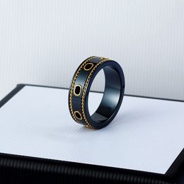 designer rings love Ceramic Band g letter Rings Black White for Women Men jewelry Gold Ring 200O