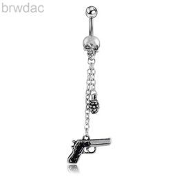 Navel Rings 1Pcs 14G Stainless Steel Gun Belly Button Ring Dangle Belly Ring Navel Bar Body Piercing Jewelry Women Fashion Belly Button Ring d240509