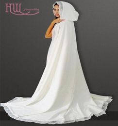 Chiffon Wedding Cape Custom Made Hooded Lace Trim Bridal Accessories Cheap White Ivory Women Formal Cloaks Wraps Poncho9505929