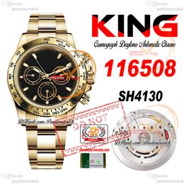 SALE 116508 SA4130 Automatic Chronograph Mens Watch KING Yellow Gold Black Stick Dial 904L Oystesteel Bracelet 72H Power Reserv Super Edition Reloj Puretime PTRX