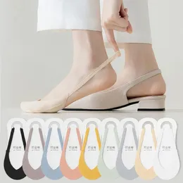 Women Socks 1pair Front Half Palm Boat Soft Ice Silk Non-slip Feet Cross Sling Low Cut Invisible Summer