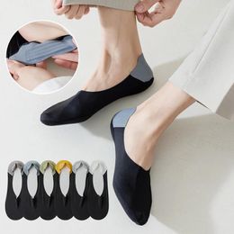 Men's Socks Summer Boat Invisible Running Non-slip Ice Silk Breathable Business Sock Silicone Heel Fashion Men
