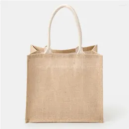 Shopping Bags 100pcs Bulk Plain Jute Tote Bag Handle Blank Burlap Craft DIY Custom Accept