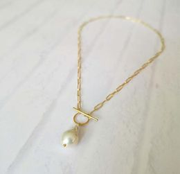Pendant Necklaces Gold Toggle Clasp Boho Necklace Small Pearl Genuine Freshwater For Women Unique Jewelry2538061