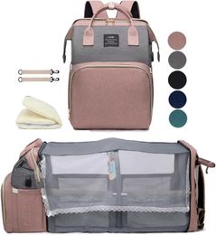 Diaper Bags Baby Diaper Bags Backpack Large Capacity Waterproof Baby Travel Crib Bed Cot Foldable Multifunctional Mommy Daddy Baby Nappy Bag T240509
