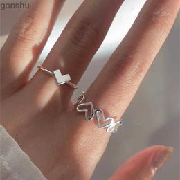 Couple Rings Equity Heart Ring Silver Adjustable Open Hollow Ring Womens Fashion Light Luxury Niche Design Party Jewellery Gifts WX