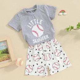 Clothing Sets Toddler Baby Boy Clothes Set Letter Baseball Print Short Sleeve Round Neck T Shirt Shorts Cute Infant Born Outfit