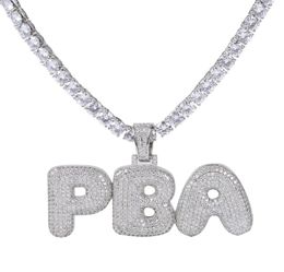 2020 Custom Name Bubble Letters Necklaces Pendant Charm For Men Women Gold Silver Colour Cubic Zirconia with Rope Chain Gifts1954884