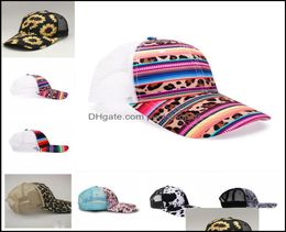 Ball Caps Hats Hats Scarves Gloves Fashion Accessories Newest Snake Baseball Hat Cow Print Leopard Serape Mesh Cap Striped Cact5841428