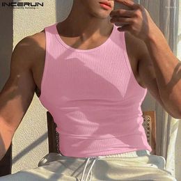 Men's Tank Tops INCERUN Men Solid Color O-neck Sleeveless Streetwear Summer Casual Vests Skinny 2024 Fashion Leisure Clothing 5XL