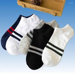 Men's Socks 5 Pairs Summer Autumn Thin Polyester Boat Mens Sweat Absorbing Breathable Casual Anti-Slip Solid Color Short Ankle