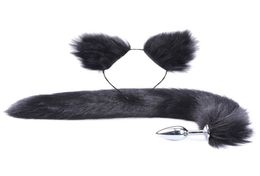 2Pcsset Fluffy Faux Fur Tail Metal Butt Plug Cute Cat Ears Headband for Role Play Party Costume Prop Adult Sex Toys2062487