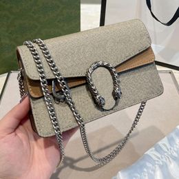 2021 Classic luxury fashion brand shoulder bag wallet vintage lady brown leather mini 17cm handbag designer chain belt box wholesale 194Q