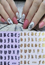 New 3D Gold Black White Nail Sticker Selfadhesive DIY Charm Lable Letter Sticker for Nails Decals Manicure Nail Art Decal7196350