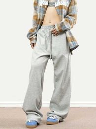 Women's Pants Capris HOUZHOU Kpop Casual Grey Side Striped Sweatpants Women Vintage Harajuku Oversize Jogger Sports Pants Navy Blue Loose Trousers Y240509