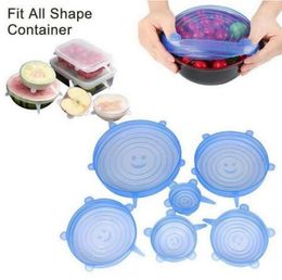 6pcsset reusable silicon stretch lids universal lid silicone food wrap bowl pot lid silicone cover pan cooking kitchen stoppers5467501