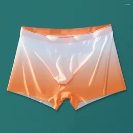 Underpants Men Shorts Briefs Men's Seamless Gradient Colour Ice Silk Underwear With U-convex Design Mid-rise Slim Fit For Comfort