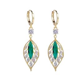 Dangle Chandelier New Fashion Crystal Leaf Tassel Drop Earrings For Women Exquisite Micro Inlaid Cubic Zircon Leaves Earring Wedding Jewellery Gifts