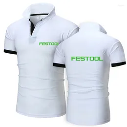 Men's Polos 2024 Festool Tools Cotton Polo Shirts For Men Casual Solid Colour Slim Fit Mens Summer Fashion Brand Clothing