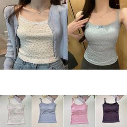 Camisoles & Tanks Floral Tops Lace Flower Print Camis 2024 Slim Y2K Sexy Vest One Size Elegant Short Tank Spring