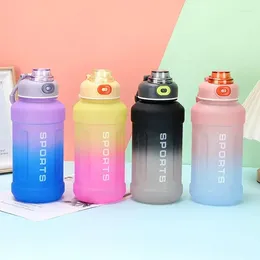 Water Bottles 1300ml Large Capacity Gradient Color Bottle Frosted Cup Plastic Straw Sports Portable Drinking Tool