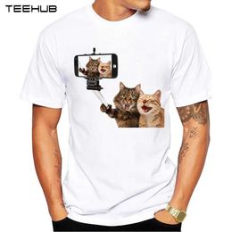 Men's T-Shirts 2024 Laughing Cats Men T-shirt 3D Funny Cat Printed T Shirts Hipster Short Slve Casual Animal Tops Y240509