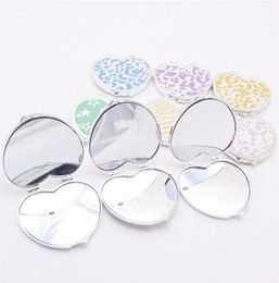 Pocket Mirror Portable Heart Shaped Folding Doublesided Mirror Steel Makeup Mirrors Small Purse for Women Girls Ladies1982206