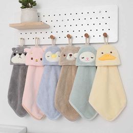 Towels Robes 1PC Cartoon Hanging Hand Towel Soft Coral Kitchen Towel Cute Kids Child baby Quick Dry Bathing Towel