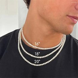 Pendant Necklaces High-End Simple Alloy Beads Pearl Necklace Man Male Choker Jewellery For Woman Accessories Collana Uomo Collares De Perlas
