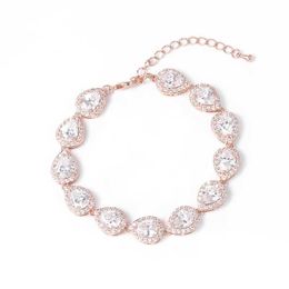 Wedding Bracelets Brand High Quality Halo Pear Cut Cubic Zirconia CZ Crystal Tennis Bracelets Wedding Jewellery Gifts