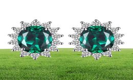 JewelryPalace Kate Middleton Simulated Green Emerald 925 Sterling Silver Stud Earrings Princess Gemstone Crown Earring 2110094959503
