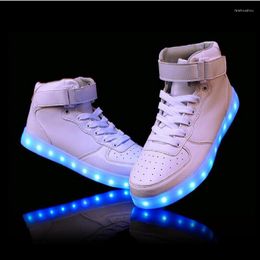 Boots 2024 Women Lights Up Led Luminous Shoes High Top Glowing With Simulation Sole Charge For Men Adults Neon Basket