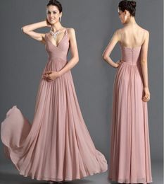 2018 Simple Country Bridesmaid Dress Cheap V Neck Ruched A Line Chiffon Boho Beach Wedding Guest Party Gown Evening Prom Dresses U2264884