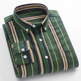 Men's Casual Shirts 2024 Autumn Winter Cotton Men Long Sleeve Fashion Stripe For With Pocket Clothing MY1031