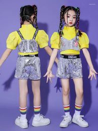Clothing Sets Children Wear Women Girls Sequin Hip-hop Dance Jazz Kids Competitions Performance Stage