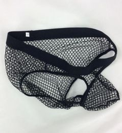 Mens Sexy bulge pouch underwear Narrow waist fishnet Fashional Panties G7749 Front Pouch moderate back Black4319463