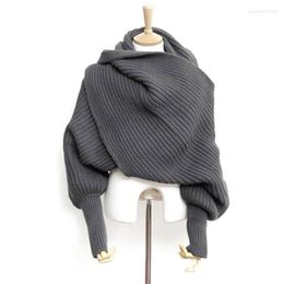 Scarves European Style Winter Women Long Scarf With Sleeves Wool Knitted For Thick Warm Casual Shawl High Quality5357834