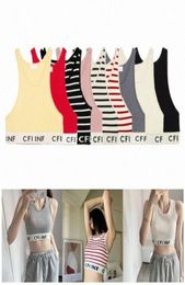 Sleeveless Celins Vest Designers Womens T Shirts Fashion Sexy Ladies Beach Tanks Colour Matching Stripes Show Thin Inside And Outsi1472578