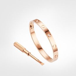 TiTitanium Classic Bangles Bracelets For Lovers Wristband Bangle Rose Gold Couple Bracelet Jewellery Valentine's Day Gift with box 1 217K
