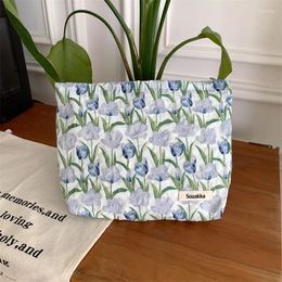 Cosmetic Bags Tulip Flower Women's Bag Cases Vintage Floral Ladies Clutch Purses Make Up Casual Female Travel Storage Handbags