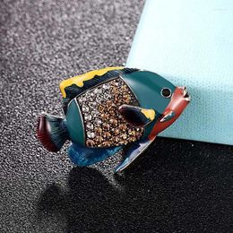 Brooches Donia Jewelry Blue Purple Enamel Fish Brooch Pins For Women And Men Punk Hijab Year's Gift Rhinestone Accessory