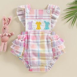 Rompers CitgeeSummer Easter Infant Baby Girl Bodysuit Sleeveless Embroidery Tops Casual Short Jumpsuit Clothes