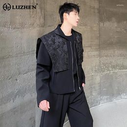 Men's Jackets LUZHEN Spring Fashion Splicing Design Casual Jacket Elegant Original 2024 Stylish Embroidery Pattern Outerwear LZ2072