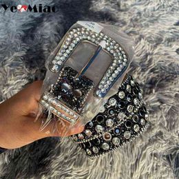 Punk Dark Western Cowboy Belts for Women Luxury Designer Brand Diamond Bling Belt Y2K Goth E Girls Rhinestones Belts Men AA220312 276B