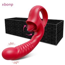 Other Health Beauty Items Powerful Swing G Spot Vibrator Female Tongue Licking Nipple Clitoris Stimulator Dildo Massager Adult Goods s for Women Y240503