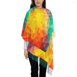 Scarves Multi Abstract Geometry Scarf Cubizm Painting Warm Soft Shawl Wraps With Tassel Men Women Vintage Large Autumn Bufanda
