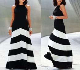 Black and white striped maxi dress womens backless dress summer dresses formal dresses evening Sexy Ladies Stripes Long Maxi Eveni7108705