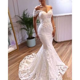 오프 숄더 인어 웨딩 드레스 vestidos de novia 연인 아플리크 얇은 명주 그릇된 신부 가운 드레스 slubna 0509