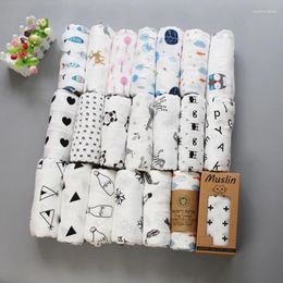 Blankets Muslin Cotton Baby Blanket 120 120cm Soft Born 2 Layers Bath Gauze Infant Swaddle Wrap Sleepsack Stroller Cover